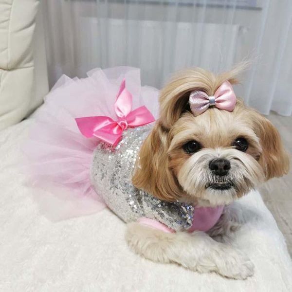 dog apparel summer bright dress for small dogs princess wedding dresses tutu skirt pet clothes chihuahua yorkshire puppy costumes
